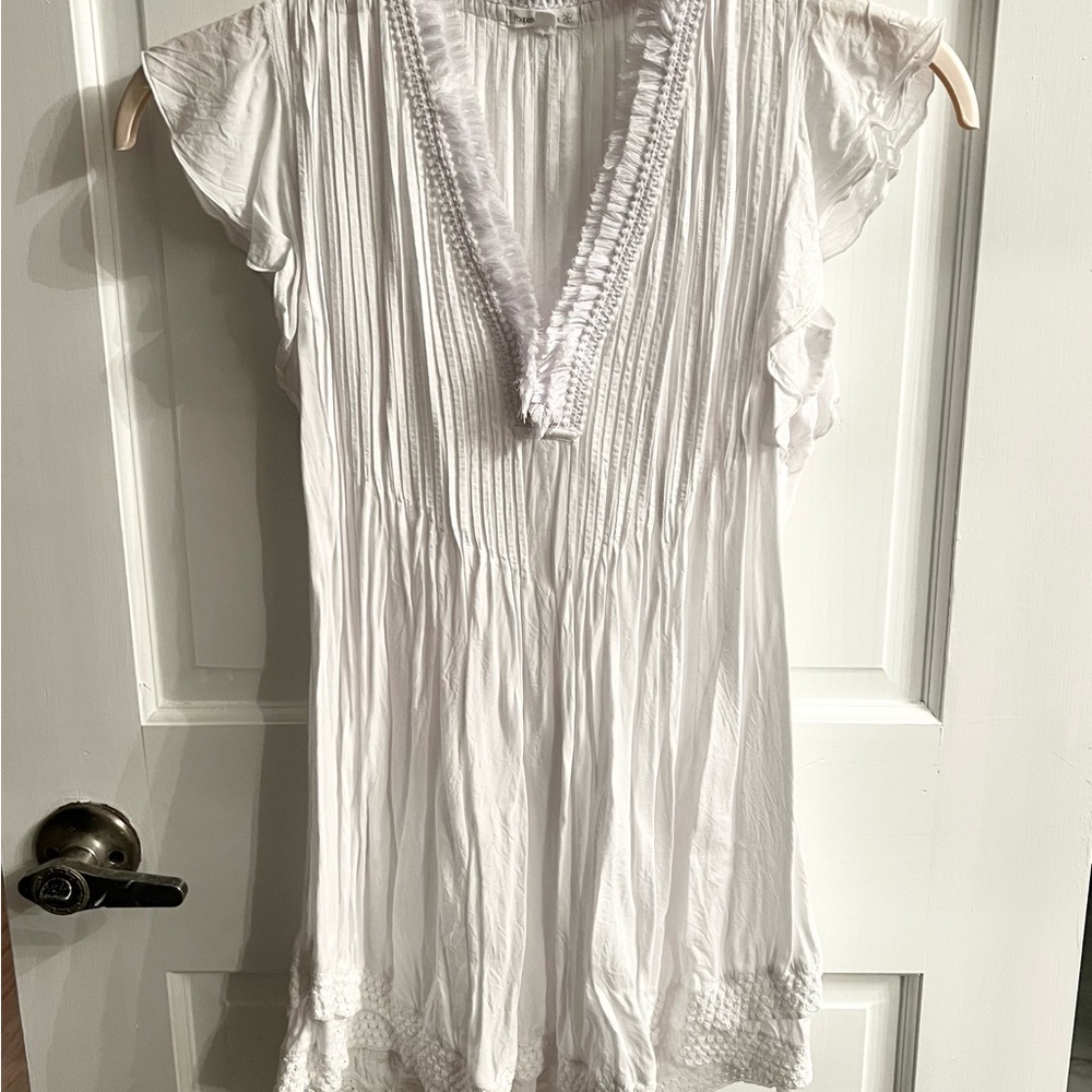 Poupette St. Barth White Puff Sleeve Mini Dress